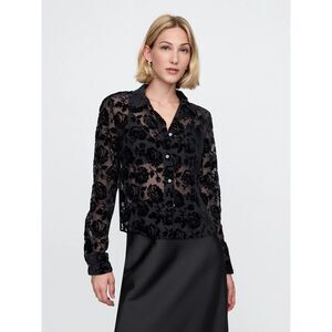 Gap Black Floral Burnout Velvet Top Shirt Women S Whimsigoth Gothic Moody Sheer